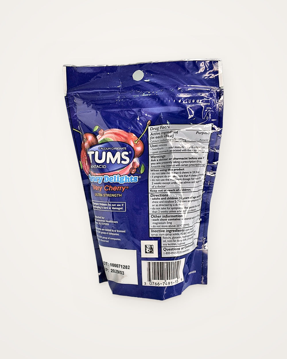 TUMS Chewy Delights antiácido 32 masticables suaves – empaque – vista 2