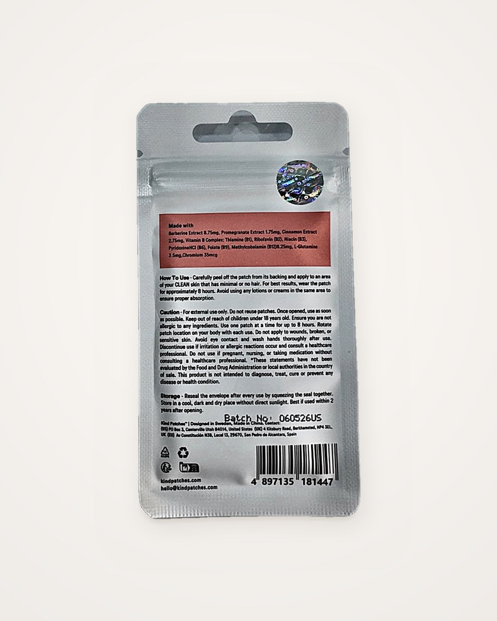 Kind Patches Berberine parches de berberina – empaque – vista 2
