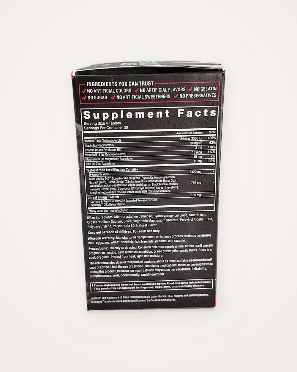 Force Factor Test X180 Boost 120 tabletas – frasco – vista 2