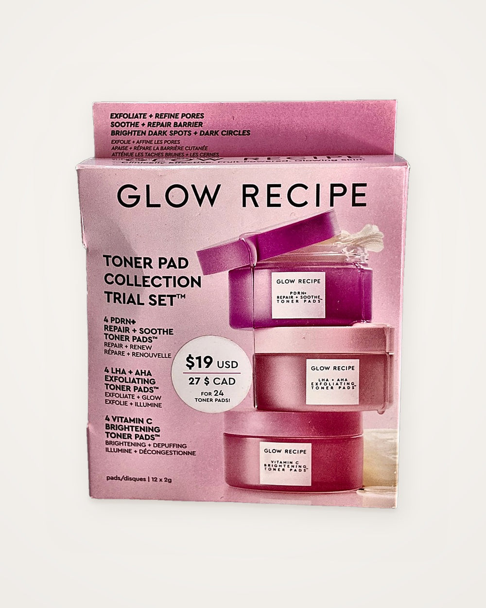Glow Recipe Korean Toner Pad Collection Trial Set 12 x 2 g – envase