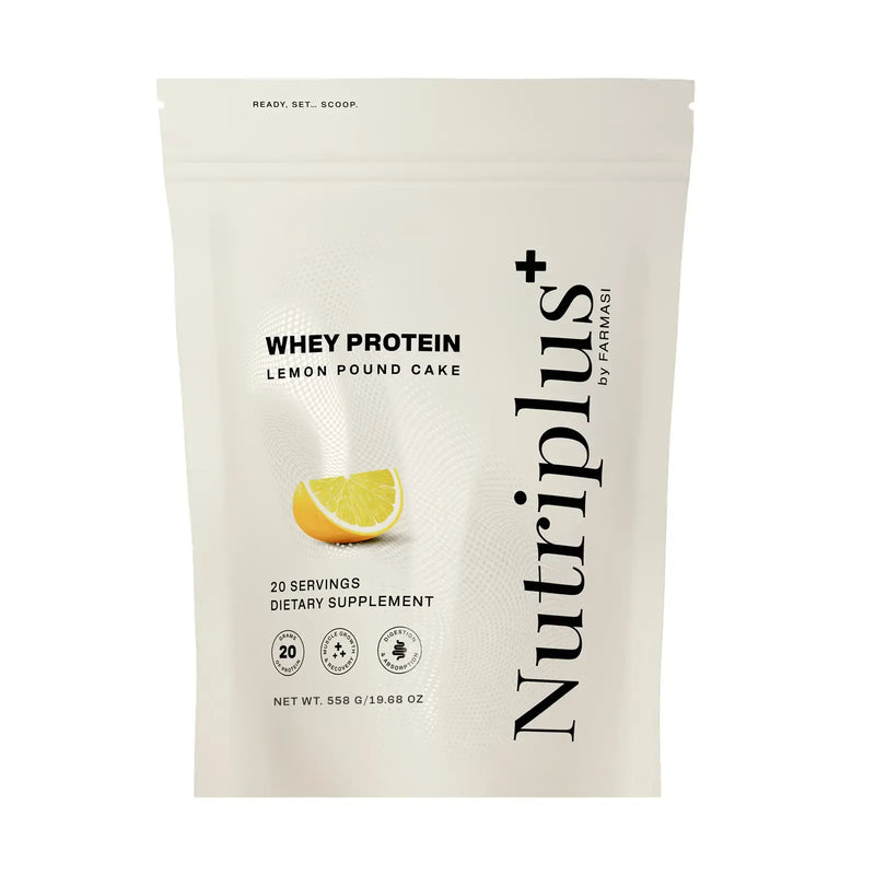 Farmasi Nutriplus+ Whey Protein sabor Lemon Pound Cake (queque de limón) 558 g