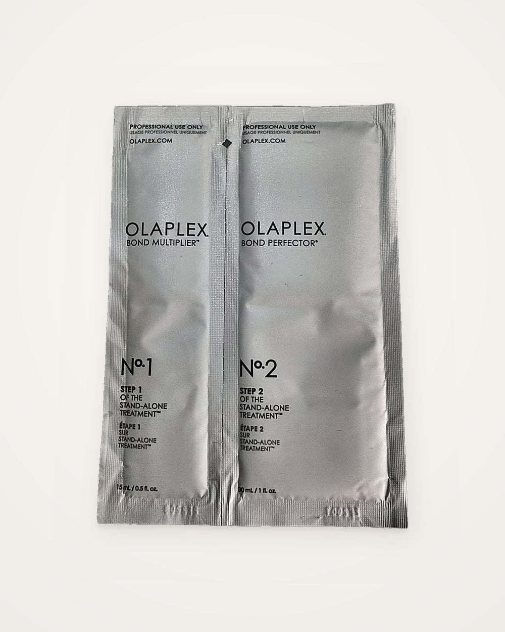 Olaplex The Stand-Alone Treatment sobres Nº1 y Nº2 – envase – vista 2
