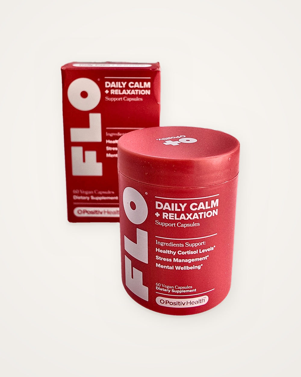 O Positiv FLO Daily Calm & Relaxation 60 cápsulas – frasco y caja