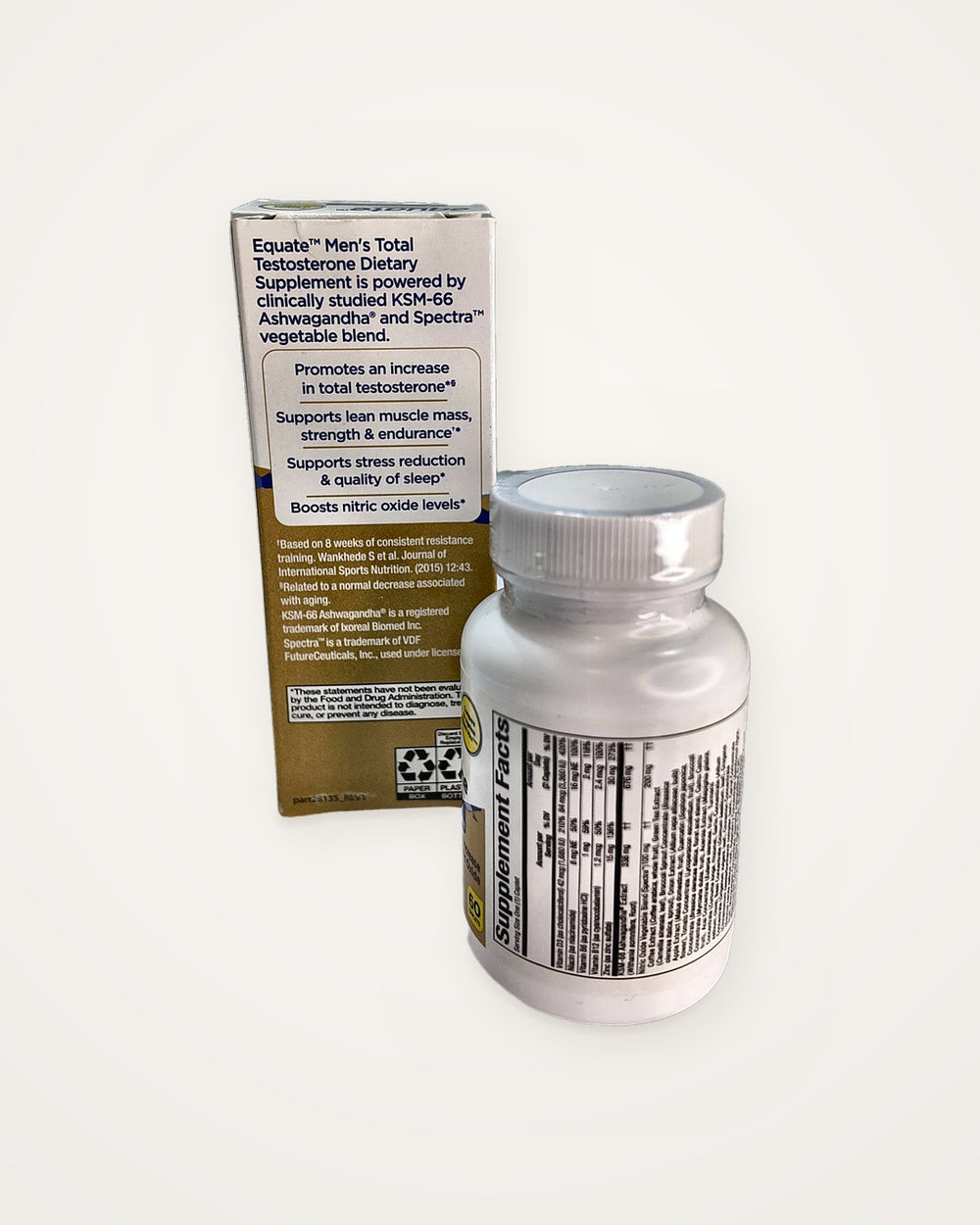 Equate Men's Total Testosterone 60 caplets – frasco y caja – vista 3